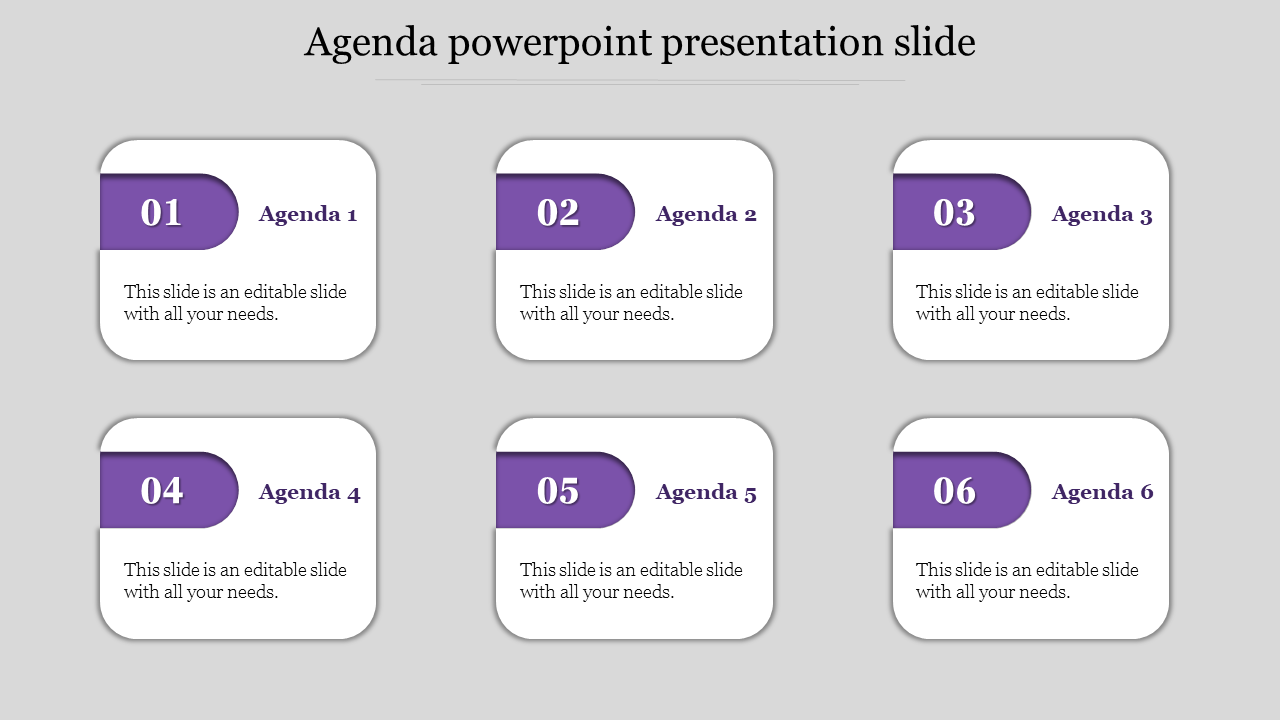 agenda powerpoint presentation slide-Purple
